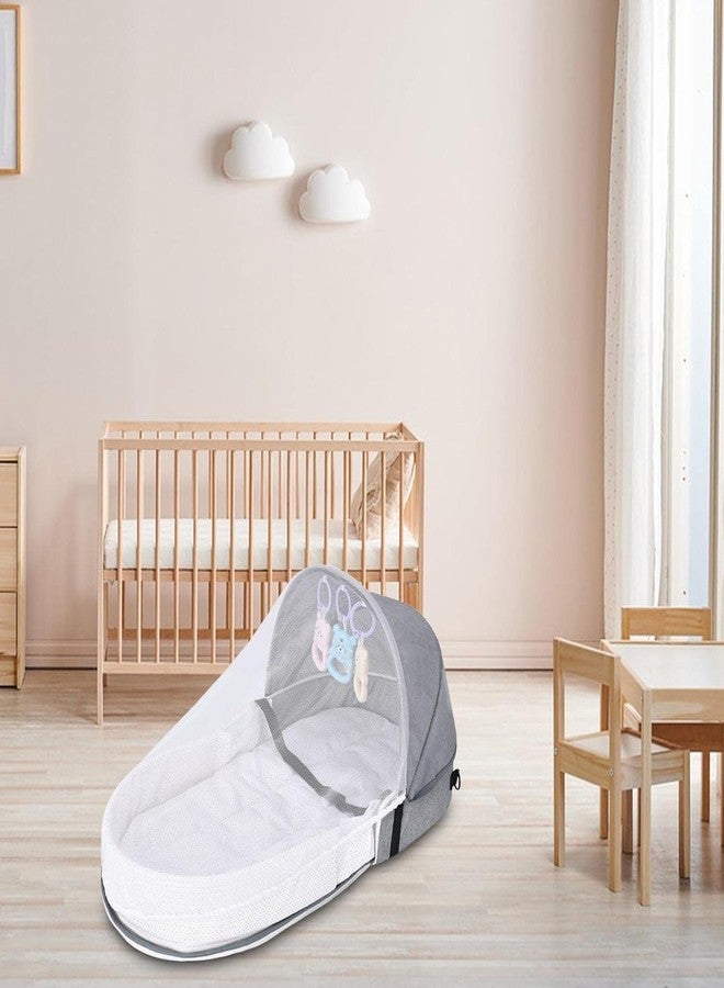 Olpad Portable Baby Bed with Mosquito Net & Carry Bag, Foldable Newborn Bassinet Travel Bed, Breathable Infant Sleeping Nest with Hanging Toys, Lightweight Compact Baby Lounger for Home & Travel - Image 2
