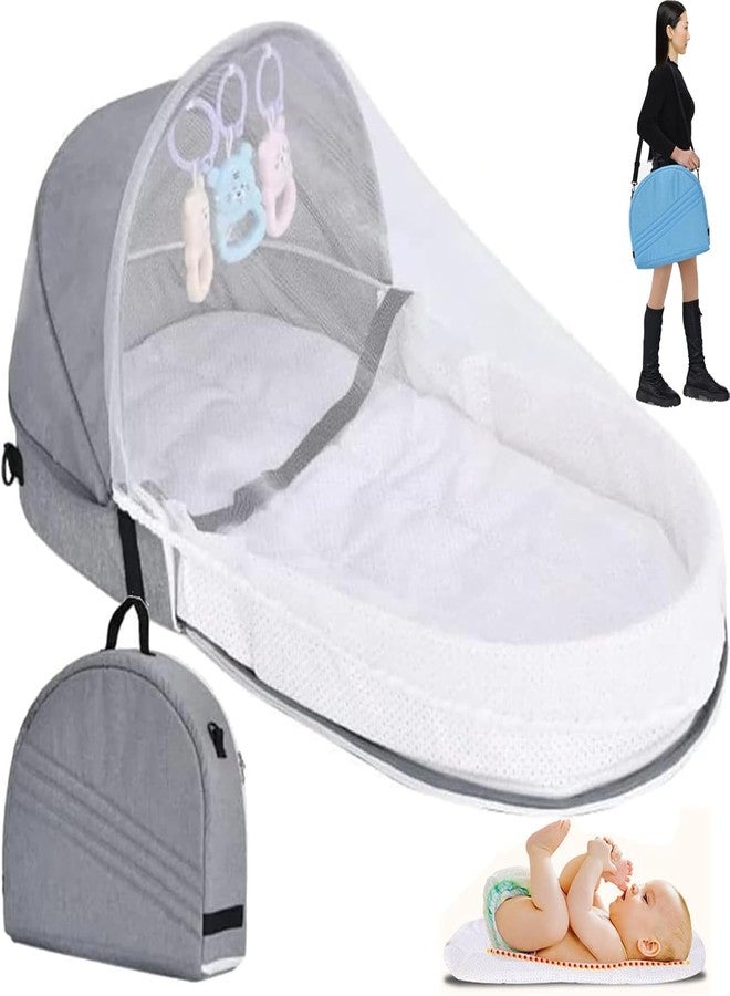 Olpad Portable Baby Bed with Mosquito Net & Carry Bag, Foldable Newborn Bassinet Travel Bed, Breathable Infant Sleeping Nest with Hanging Toys, Lightweight Compact Baby Lounger for Home & Travel - Image 5