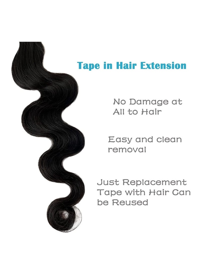 Estelle Tape in Hair Extensions No 1B Natural Black 100% Remy Human Hair 22 Inches 20pcs 50g Per Pack Black Body Wave Skin Weft  - Image 2