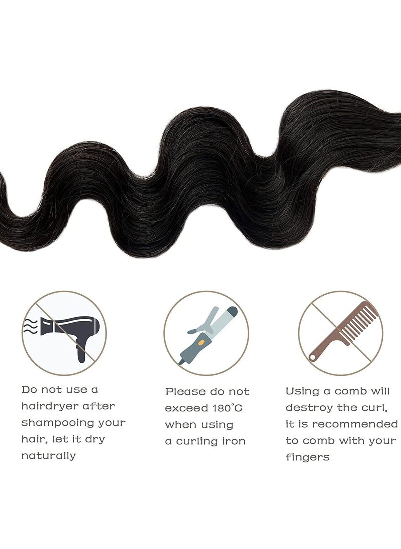 Estelle Tape in Hair Extensions No 1B Natural Black 100% Remy Human Hair 22 Inches 20pcs 50g Per Pack Black Body Wave Skin Weft  - Image 3