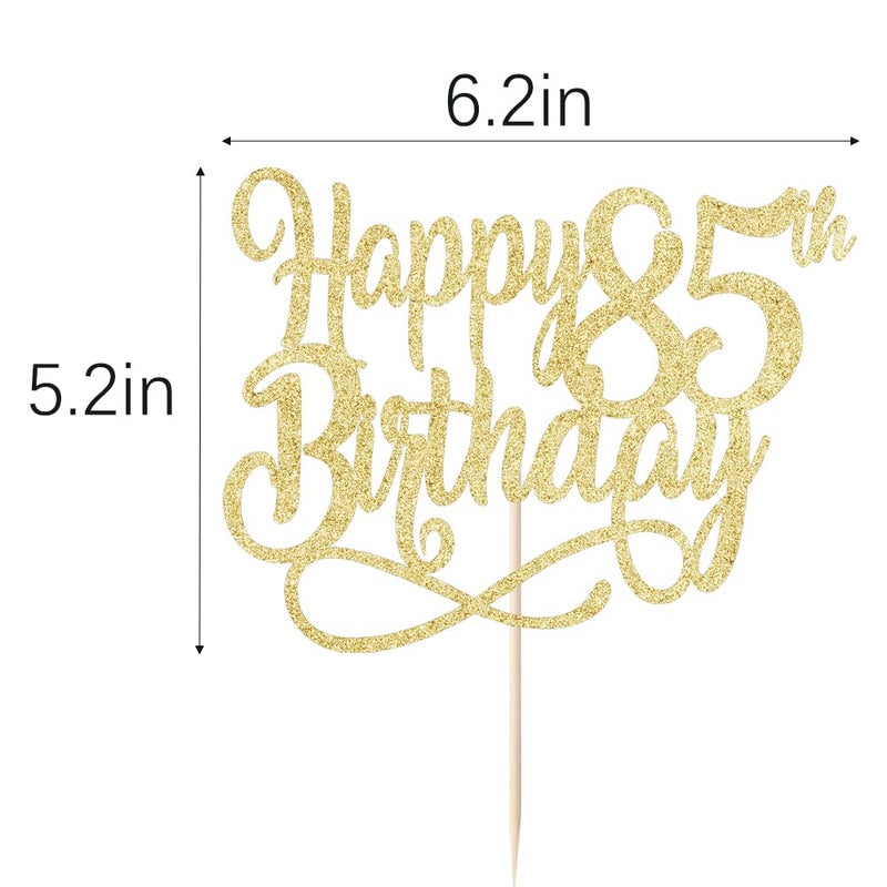 Qertesl Gold Glitter Happy 85th Birthday Cake Topper Cheers to 85 Years happy 85th Birthday Cake Topper 85th Anniversary Cake Topper  men and women 85 years old happy birthday Party Decoration - Image 3