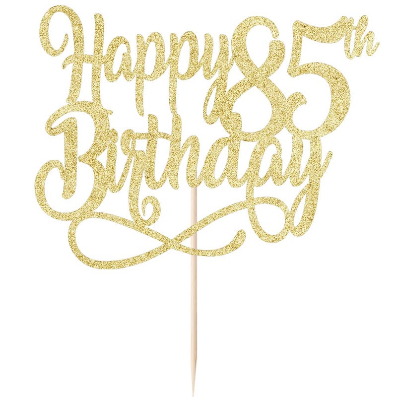 Qertesl Gold Glitter Happy 85th Birthday Cake Topper Cheers to 85 Years happy 85th Birthday Cake Topper 85th Anniversary Cake Topper  men and women 85 years old happy birthday Party Decoration - Image 5