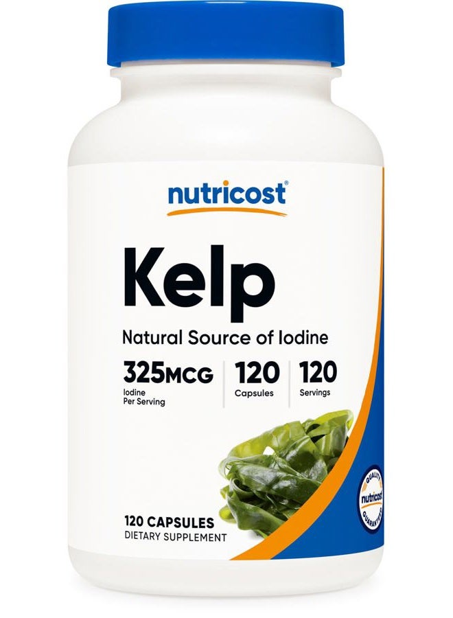 Nutricost Kelp Capsules, 325mcg of Iodine, 120 Capsules, Vegetarian, Non-GMO & Gluten Free - Image 1