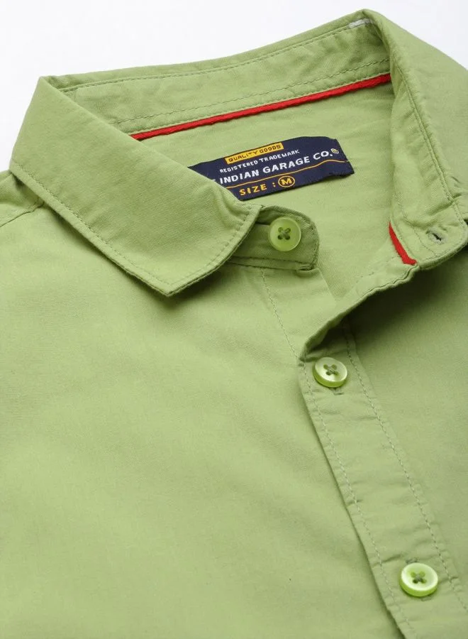 The Indian Garage Co Men Regular Fit Solid Full Sleeves Cutaway Collar Casual Shirt