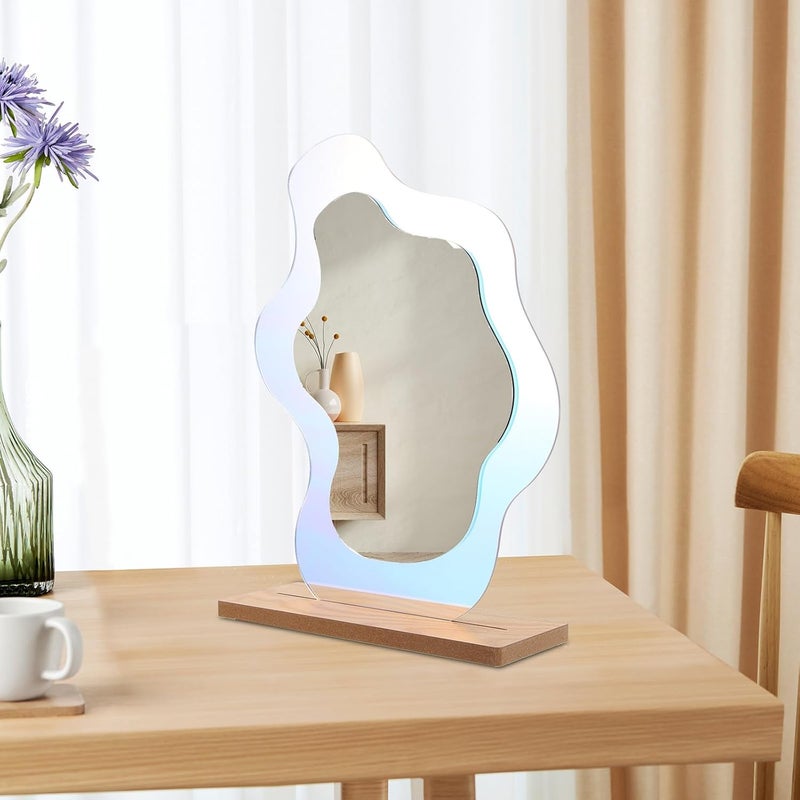 Safe material GANAZONO Irregular Frameless Desk Mirror for Bedroom and Living Room Decorative 3D Makeup Vanity Mirror with Stand for Home Use Gulf approved global quality Temp fluctuation resistant crafted quality Simplified versatile design Processed natural substance Demand-based stock planning Easy store & transit build Modern practical shape All usage compatible Integrated practical design Low maintenance Workday cycle fulfillment KSA market compliant quality Multi-use detailed build Detachable clean Room to room portable Regional central warehouse stock Riyadh Jeddah Dammam ship Global production standard crafted Globally trusted quality New residential zone delivery Upgraded classic design Easy lifting build Trusted all-purpose quality Low wear optimized design - Image 4