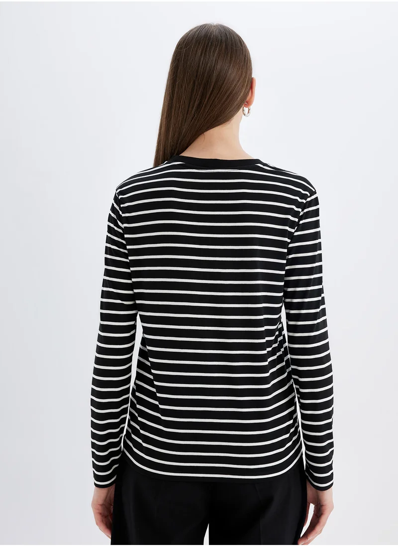 DeFacto Regular Fit Striped Casual Long Sleeve T-Shirt