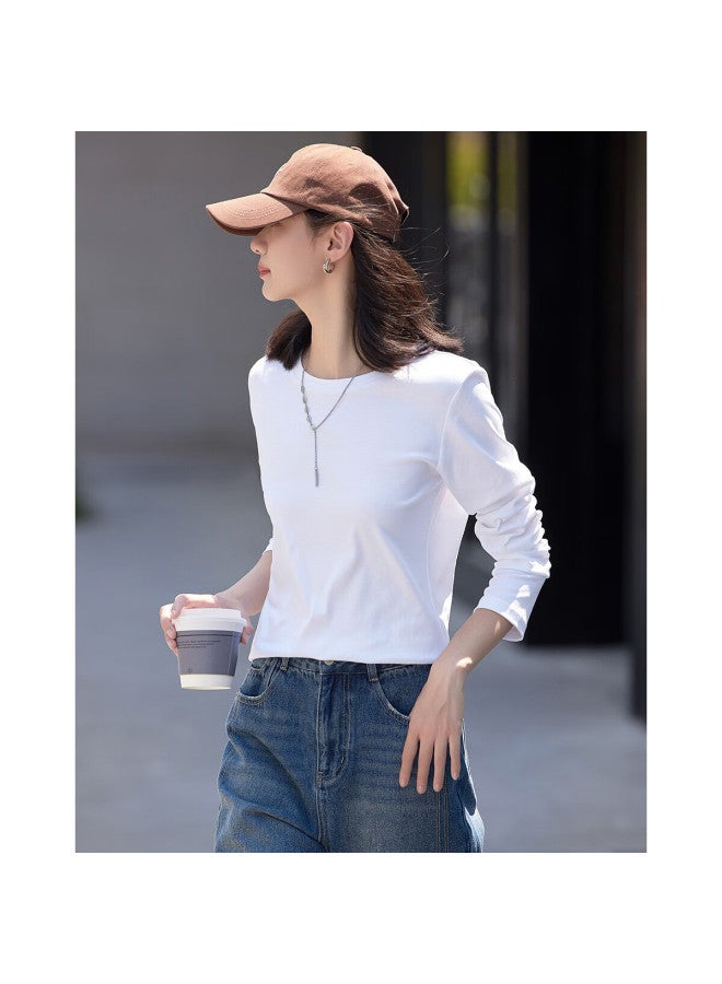 dme Demana , Spring And Autumn Round Neck Pullover Basic Long-sleeve T-shirt For Women - Image 3