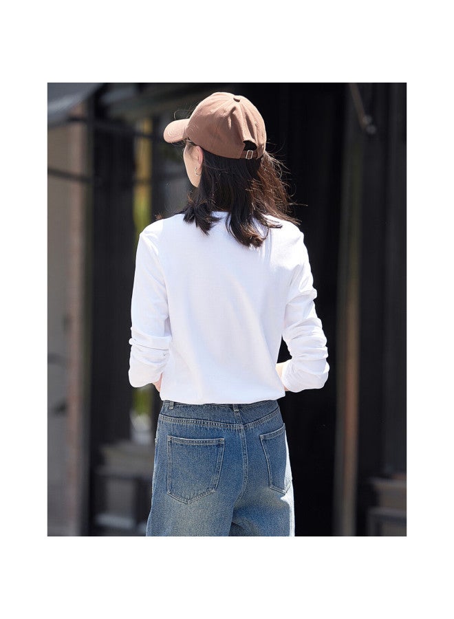 dme Demana , Spring And Autumn Round Neck Pullover Basic Long-sleeve T-shirt For Women - Image 5