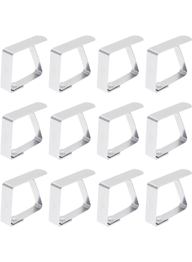 Stainless Steel Home Kitchen Teapot Table Cloth Holders Clip Clamp 12pcs Silver Tone Stainless steel tablecloth clip - Image 1