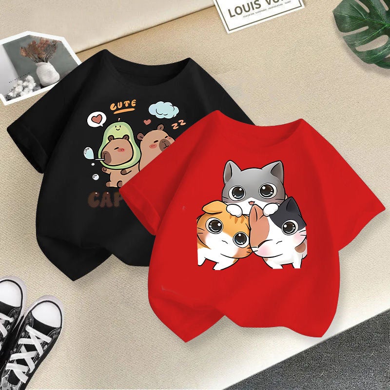 2026 Style Short-Sleeved T-Shirts For Boys And Girls With Cartoon Prints, Loose-Fitting Children'S Tops, Children'S Clothing Trend - Image 4