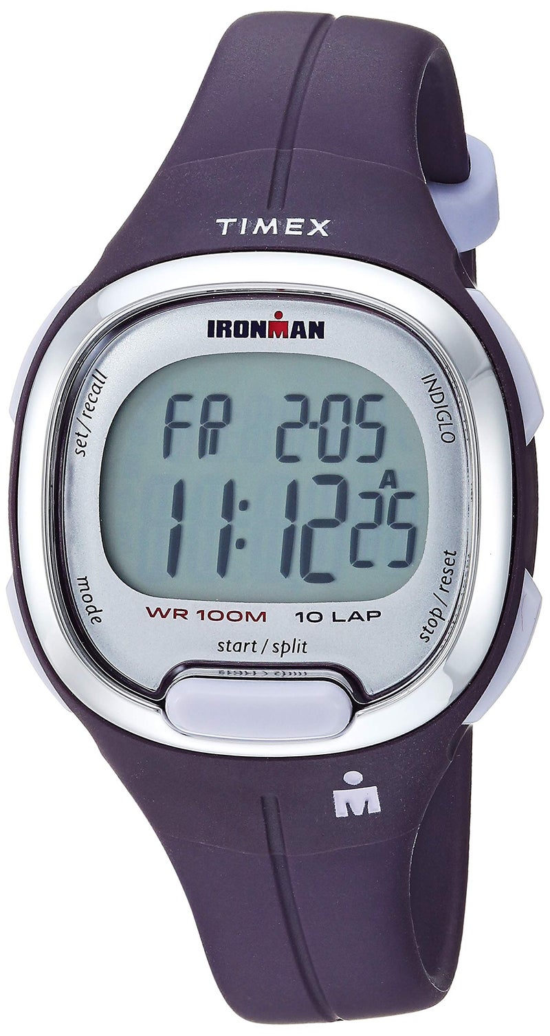 Timex Women's Ironman Triathlon Transit 33mm Resin Strap Watch â€“ Silver-Tone Top-Ring & Purple Resin Strap - Image 1