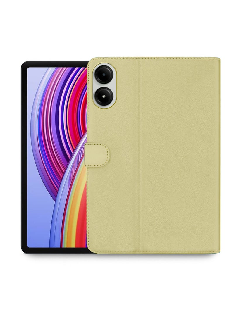 اوميكر Xiaomi Redmi Pad Pro 5G 2024 غطاء حماية قلاب من جلد البولي يوريثان مقاس 12.1 بوصة - ذهبي - Image 1