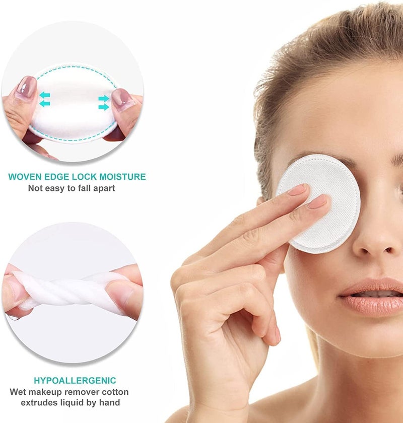 Makeup Remover cotton Pads for Face 80 pack, Lint-Free, 100% Pure Cotton Wipes Cotton Pads for Face Cleansing, Removing Makeup, Applying Facial Toner & Nail Polish Remover pack off 1 - Image 3