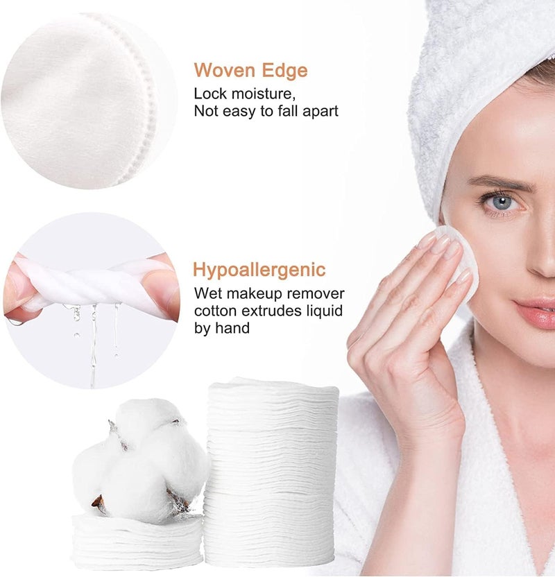 Makeup Remover cotton Pads for Face 80 pack, Lint-Free, 100% Pure Cotton Wipes Cotton Pads for Face Cleansing, Removing Makeup, Applying Facial Toner & Nail Polish Remover pack off 1 - Image 2
