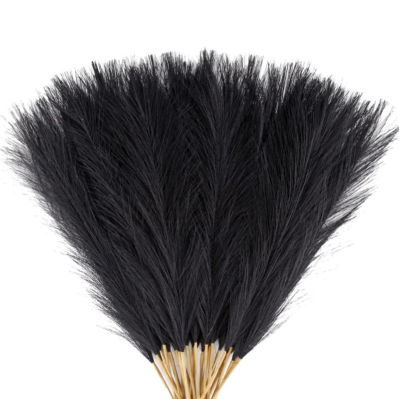 Acfruits Black Pampas Grass Small 30 Pcs 17 Faux Pampas Grass Short Decor Pompas Grass Flower Arrangement and Vase Filler for Boho Home Wedding Decoration