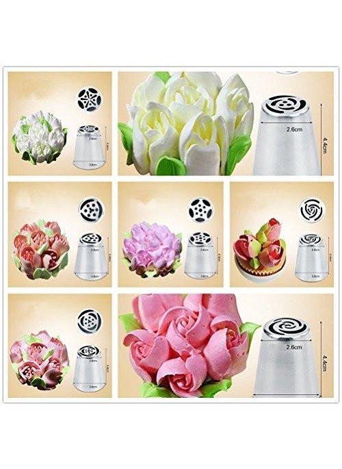 HPK HPK Russia Icing Piping Nozzles Tips Pastry Cake SugarCraft Decorating Tool Set of 7  - Image 1