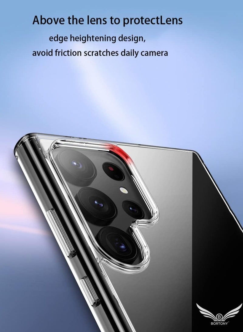 بورتوني جراب Samsung Galaxy S23 Ultra رفيع وشفاف وشفاف ومضاد للخدش ومضاد للصدمات مقاس 6.8 بوصة - Image 3