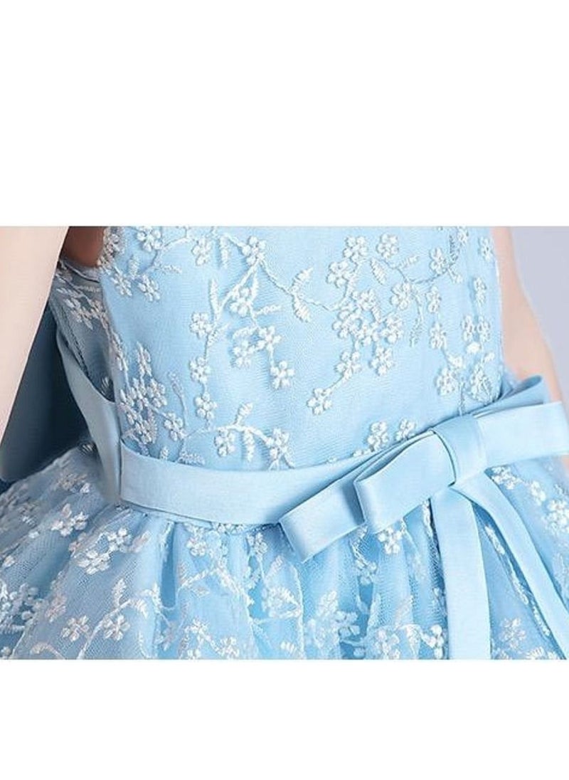 Best Gift Fashion Flower Kids Party Dress For  Vestido Girls Evening Clothes Blue Color  - Image 5