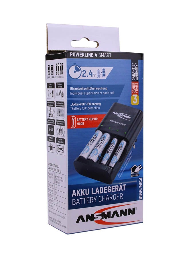 ANSMANN Powerline 4 Smart AA And AAA Battery Charger For Nimh Nicd Rechargeable Batteries With Uk Plug And Multi Led Colour Display - Fast Individual Charging And Monitoring - 3 Yr Warranty - Image 2