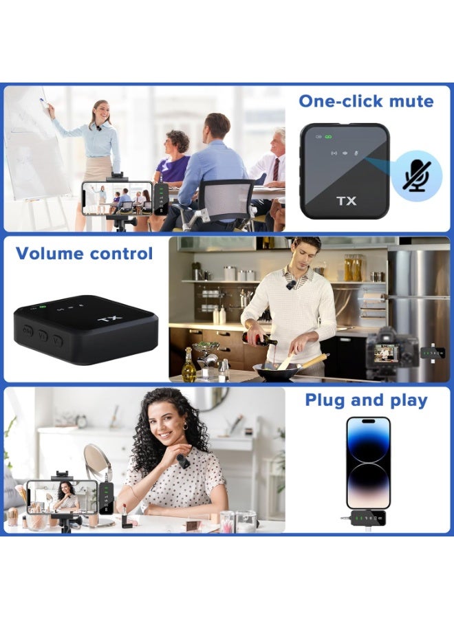 Wireless Lavalier Microphone,3 in 1 Microphone for iPhone/Android/Camera, 20M Transmission, Noise Reduction Bluetooth Mini Mic for Recording, Vlogs, YouTube, Tiktok - Image 3