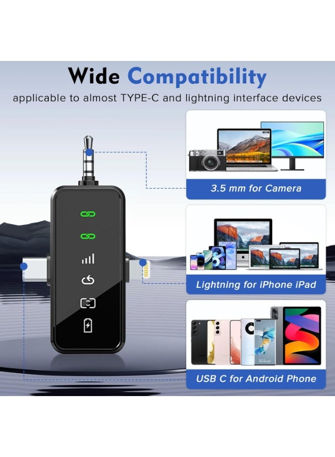 Wireless Lavalier Microphone,3 in 1 Microphone for iPhone/Android/Camera, 20M Transmission, Noise Reduction Bluetooth Mini Mic for Recording, Vlogs, YouTube, Tiktok - Image 2