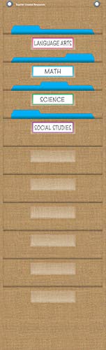 Teacher Created Resources Burlap 10 Pocket File Storage Pocket Chart (14" x 58") - 20840 - Image 2