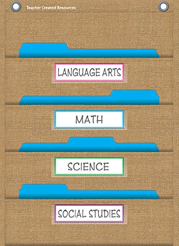 Teacher Created Resources Burlap 10 Pocket File Storage Pocket Chart (14" x 58") - 20840 - Image 3