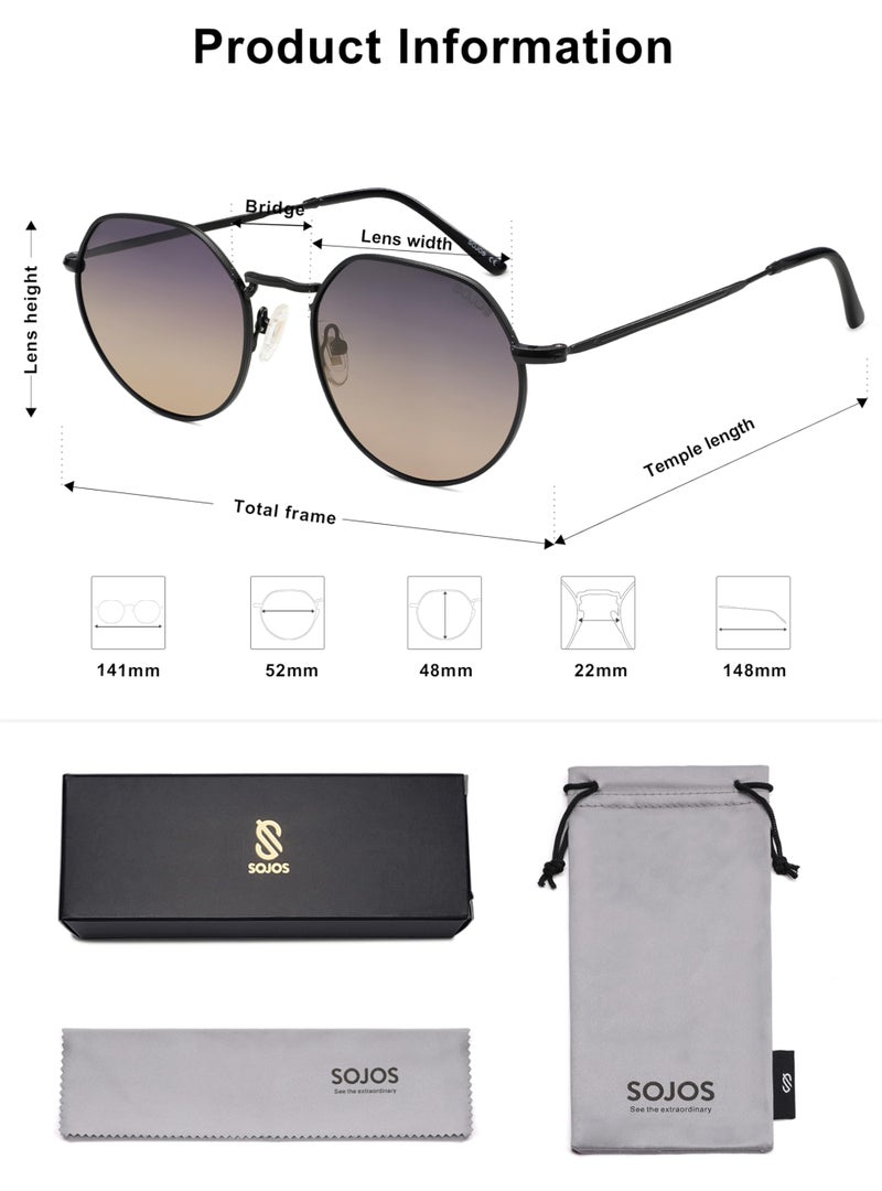 SOJOS Round Polygon Polarized Sunglasses for Women Men Retro Classic Vintage Panto Shades SJ1157 - Image 5