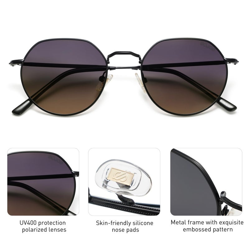 SOJOS Round Polygon Polarized Sunglasses for Women Men Retro Classic Vintage Panto Shades SJ1157 - Image 4