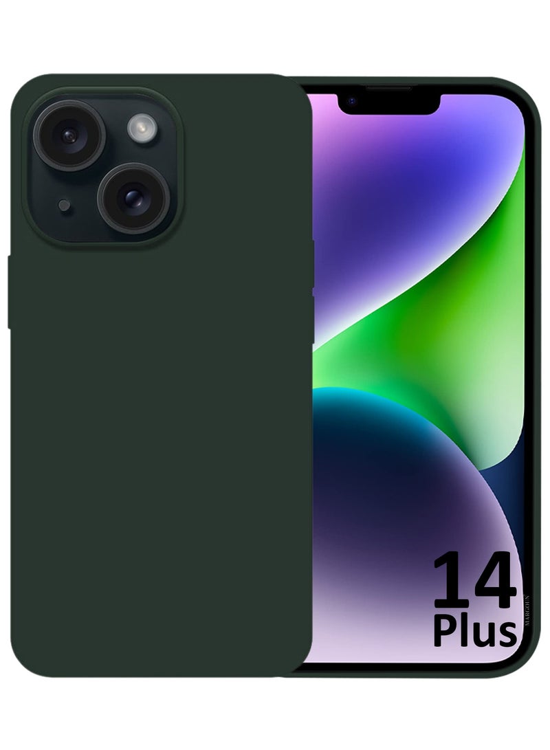 CATANES Silicone Case Cover for Apple iPhone 14 Plus, Slim Protective Cover with Microfiber Lining, Drop Protection - Dark Green - Image 2