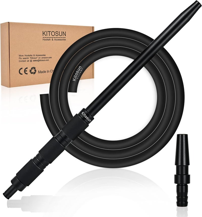 KITOSUN Hookah Hose Purge Hose - Auto-Seal Technology Design for Multi Hoses Hookah 5ft Silicone Hose Aluminum Handle with Extra Long Hose Plug Anti-Kinking Spring Easy Purge No Extra Jobs (2 Pack) - Image 1