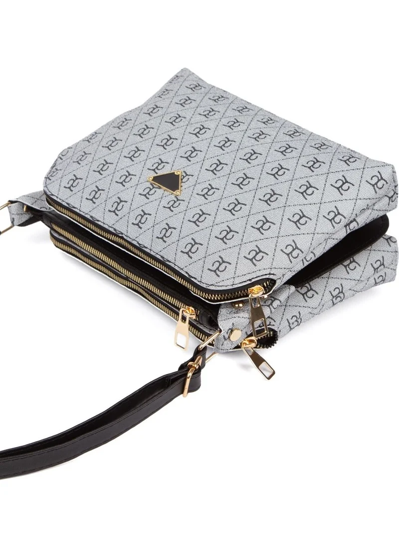 Adelina Bags Women's Patterned Cross Strap Shoulder Bag Gray