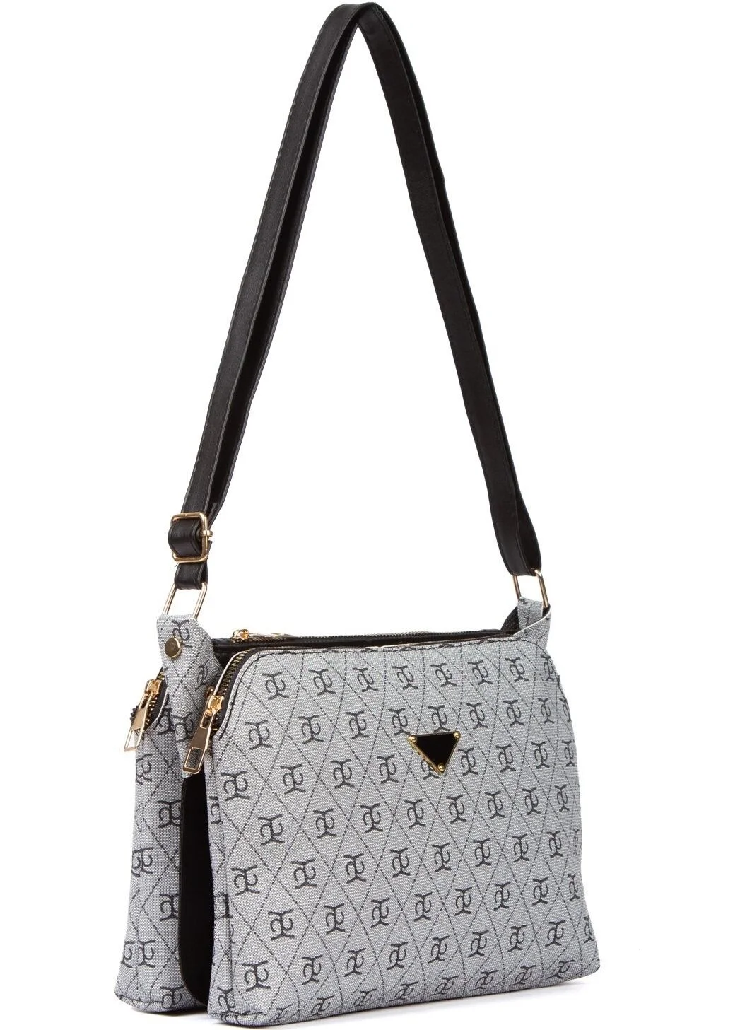 Adelina Bags Women's Patterned Cross Strap Shoulder Bag Gray