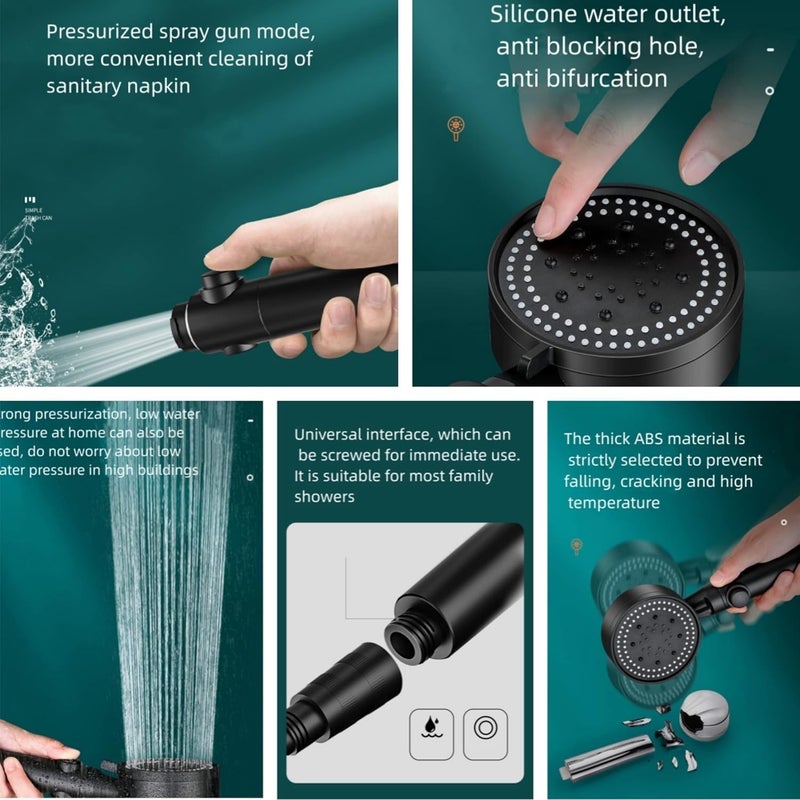 Fort Gift Hydro-Jet Turbo Shower Head Premium Water Saving Technology, Micron Filter for Smooth Skin, Convenient On/Off Button, 360° & 6 Ms Swivel Head - Generic - Image 3