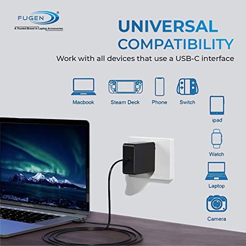 FUGEN Universal Wall 65W (5V-20V) 5V/3A, 9V/3A, 15V/3A 20V/3.25A USB C Type Adapter Laptop Charger Compatible for Dell Lenovo Acer HP Asus Acer Laptop Notebooks, Black - Image 5