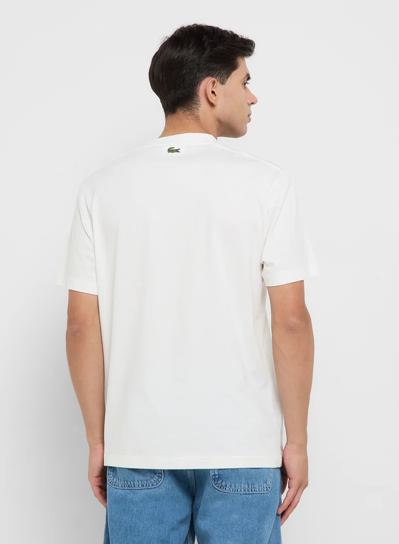 LACOSTE Signature Print Crew Neck T-Shirt