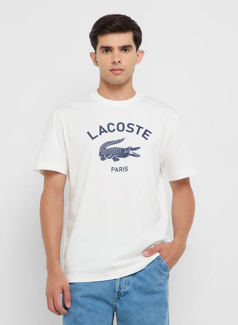 LACOSTE Signature Print Crew Neck T-Shirt