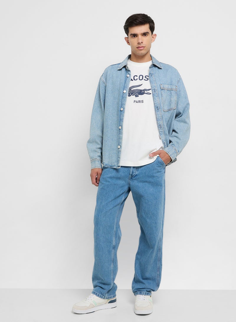 LACOSTE Signature Print Crew Neck T-Shirt - Image 4