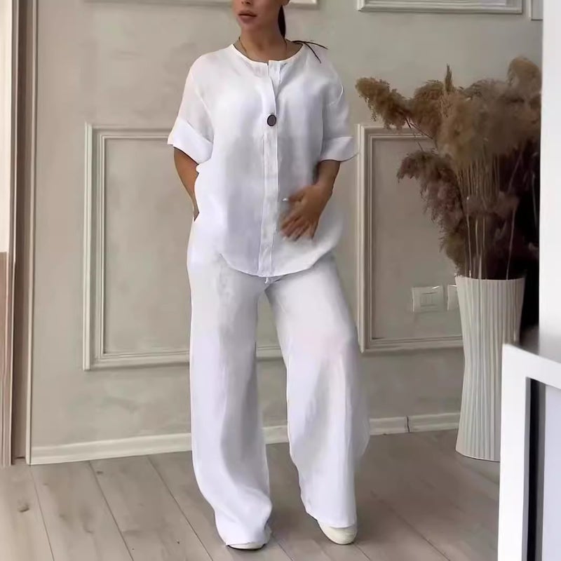 Women's Casual Tracksuit Set with Wide-Leg Pants - Image 2