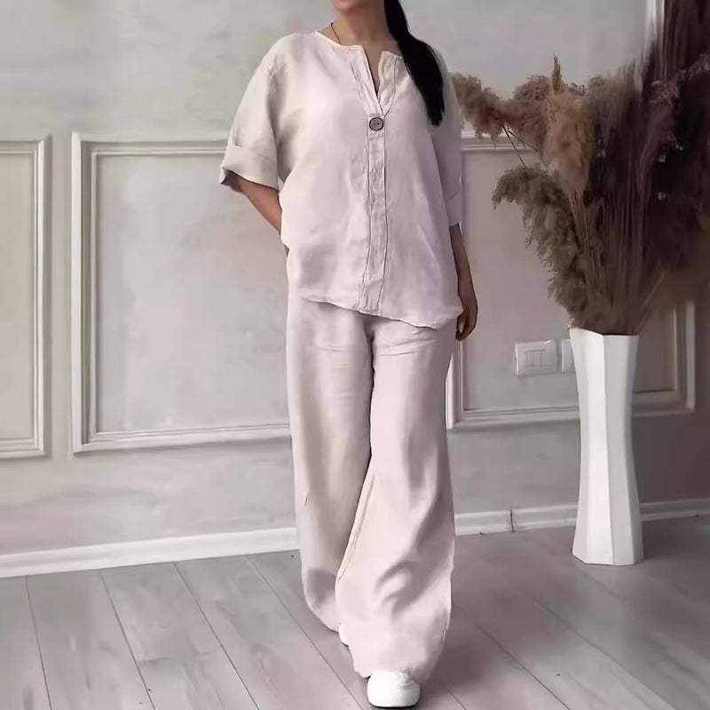 Women's Casual Tracksuit Set with Wide-Leg Pants - Image 4