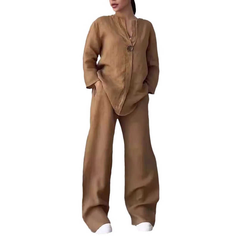 Women's Casual Tracksuit Set with Wide-Leg Pants - Image 5