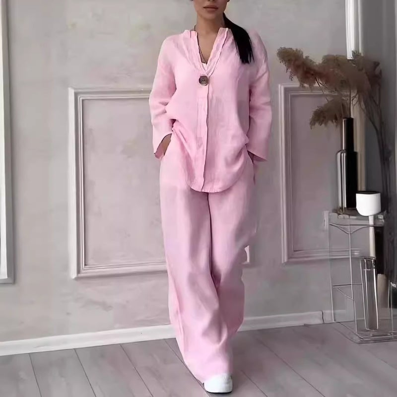 Women's Casual Tracksuit Set with Wide-Leg Pants - Image 1