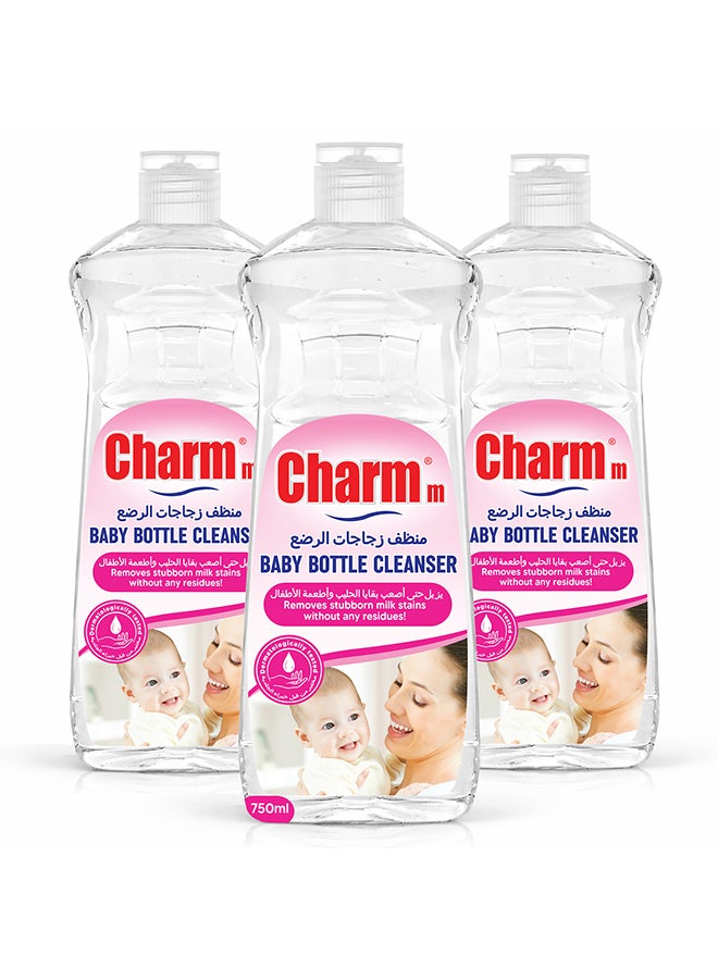 CHARMM Baby Bottle Cleanser, Ideal For Cleaning Baby Bottles, 100% Recycled, Eco-Friendly, Dermatologically Tested 3x750ml - Image 1
