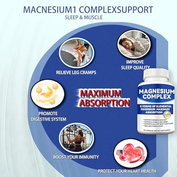 alzclipp مجمع المغنيسيوم 1000 ملغ مع 8 أشكال - غليسينات، سترات، ماليات، تارات لامتصاص أفضل - يدعم العظام، العضلات، الطاقة والتعافي - نباتي، غير معدل وراثيًا، 90 كبسولة (1) - Image 5
