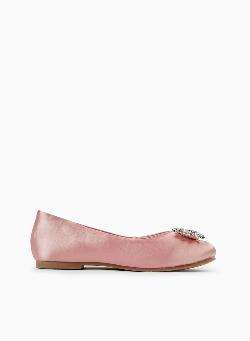Zippy Zippy Satin Ballet Pumps With Rhine Stones For Girls