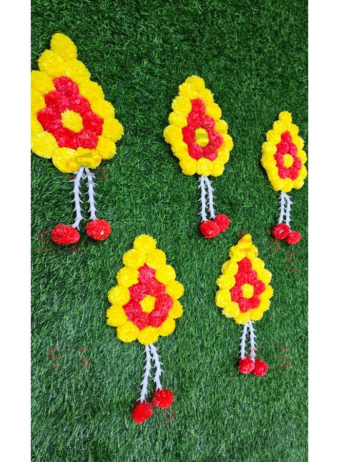 إس 2 إس زهور الزنبق الصناعية للزينة في المنزل | زينة الزفاف، ديكور الحدث | خلفية سهلة وبسيطة (برتقالي وأصفر ليلي) (عبوة مكونة من 5 قطع) - Image 3