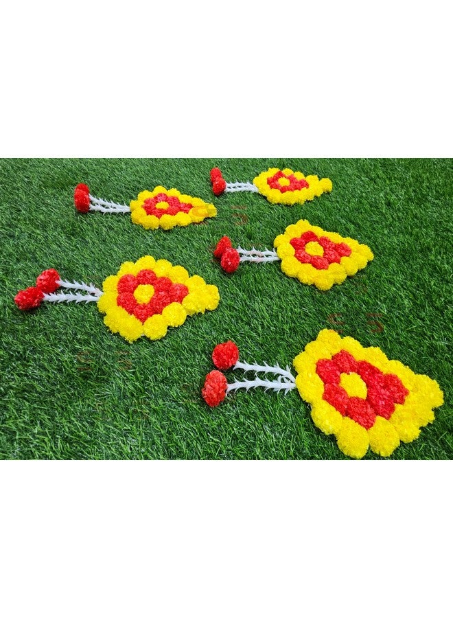 إس 2 إس زهور الزنبق الصناعية للزينة في المنزل | زينة الزفاف، ديكور الحدث | خلفية سهلة وبسيطة (برتقالي وأصفر ليلي) (عبوة مكونة من 5 قطع) - Image 5