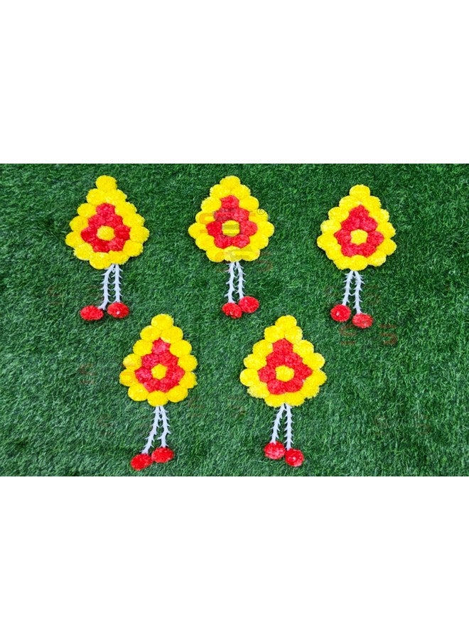 إس 2 إس زهور الزنبق الصناعية للزينة في المنزل | زينة الزفاف، ديكور الحدث | خلفية سهلة وبسيطة (برتقالي وأصفر ليلي) (عبوة مكونة من 5 قطع) - Image 1