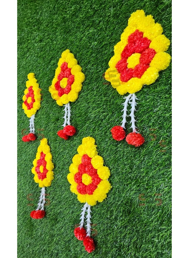 إس 2 إس زهور الزنبق الصناعية للزينة في المنزل | زينة الزفاف، ديكور الحدث | خلفية سهلة وبسيطة (برتقالي وأصفر ليلي) (عبوة مكونة من 5 قطع) - Image 2