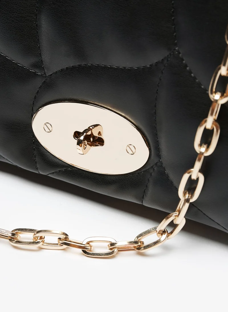 فلورا بيلا Quilted Satchel Bag with Detachable Chain Strap and Clasp Closure